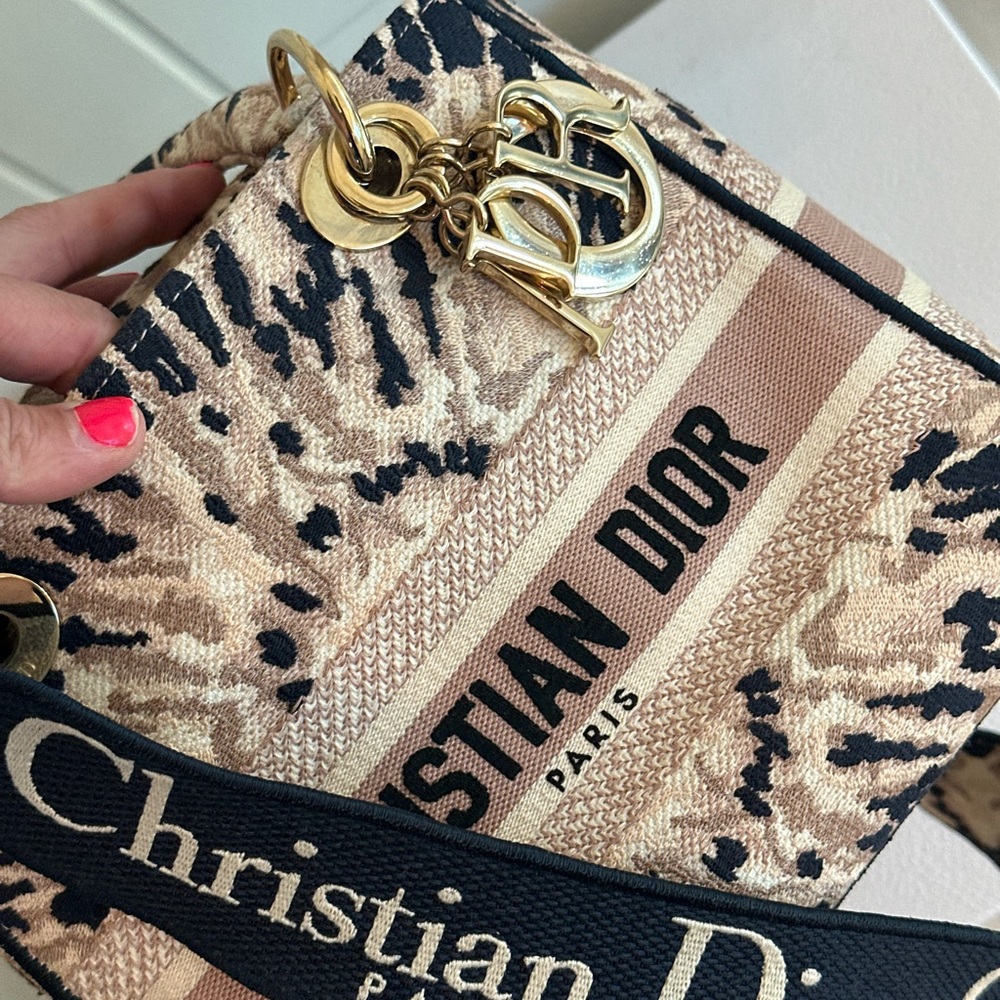 Christian Dior Bolso Lady D-Lite Lienzo Bordado Mediano - Picture 8 of 12